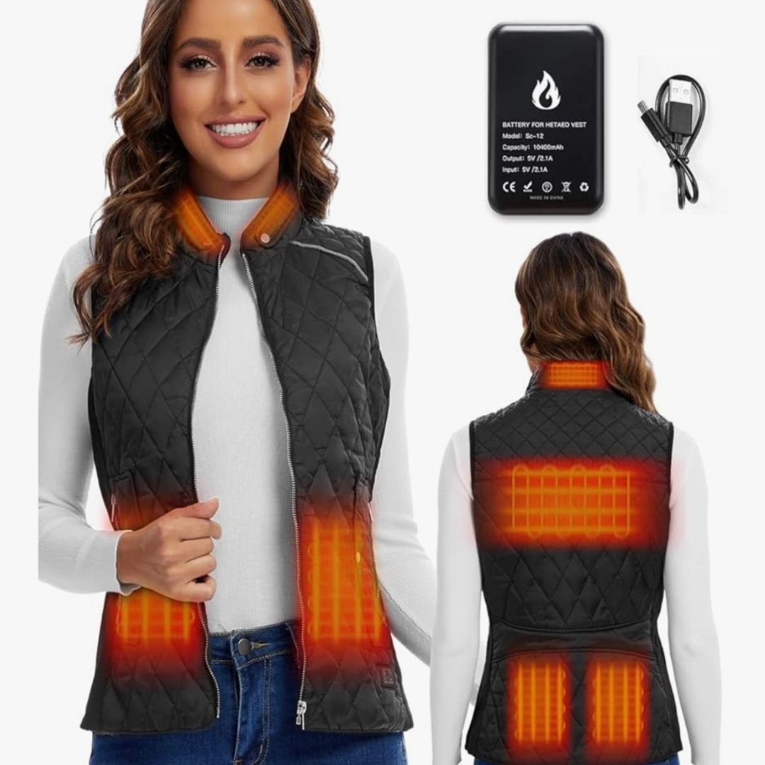 Black Heated Vest With Battery Pack